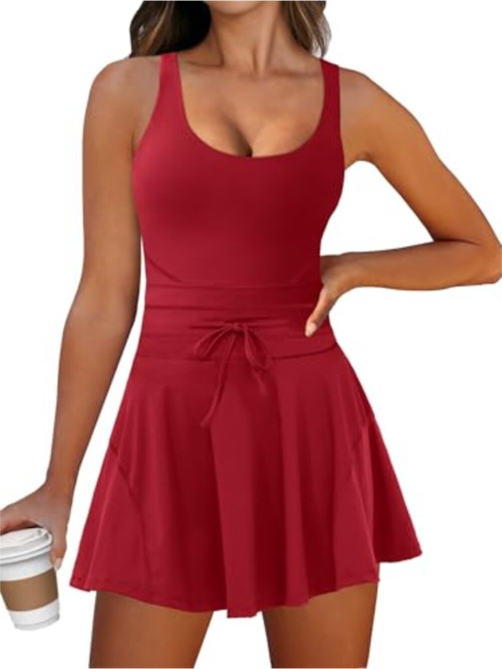 Caracilia Women's Tennis Dress Built-in Shorts Sleeveless Active Mini Dress